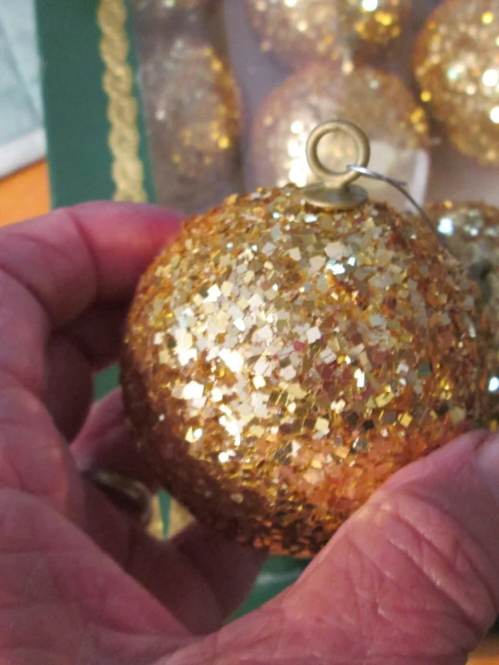 11 vtg Rausch Victorian heavy glitter MCM ornaments No Carolina rausch